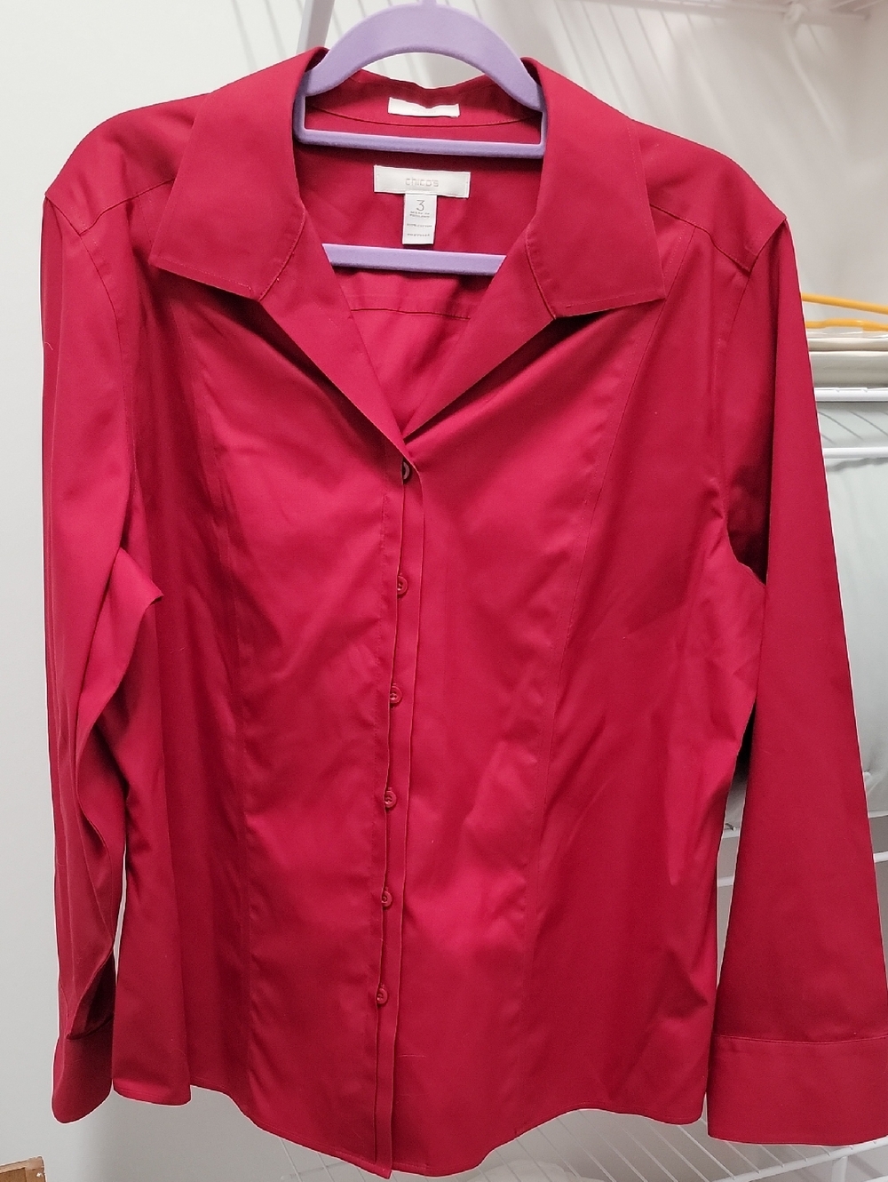 Chico's Size 3 Button-Down Shirt in Raspberry - Very Pretty!!